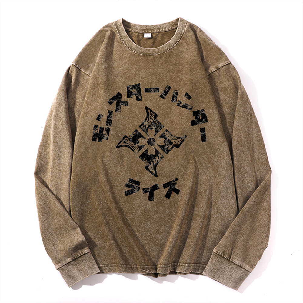 Vintage Cotton Wash Crewneck Long-Sleeve T-Shirt