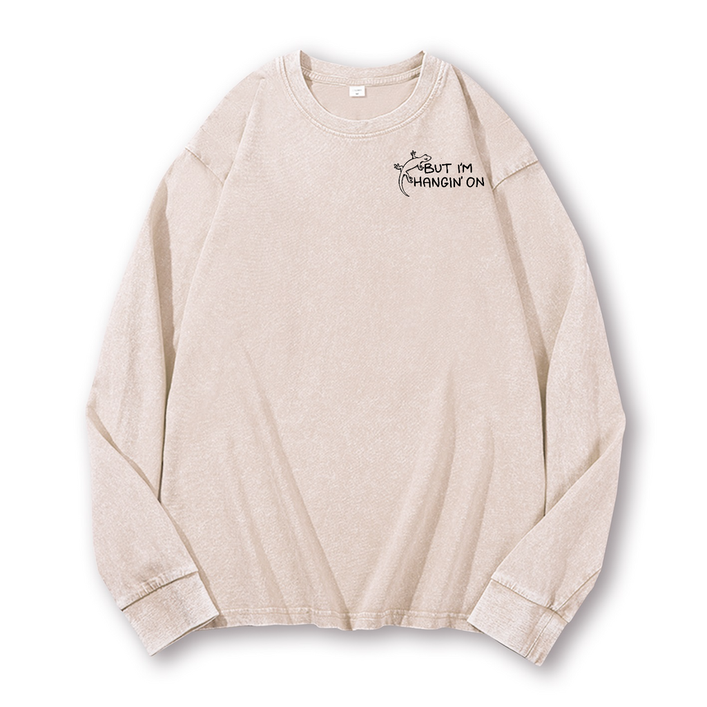 Gecko Vintage Washed Cotton Back Art Long-sleeve T-shirt