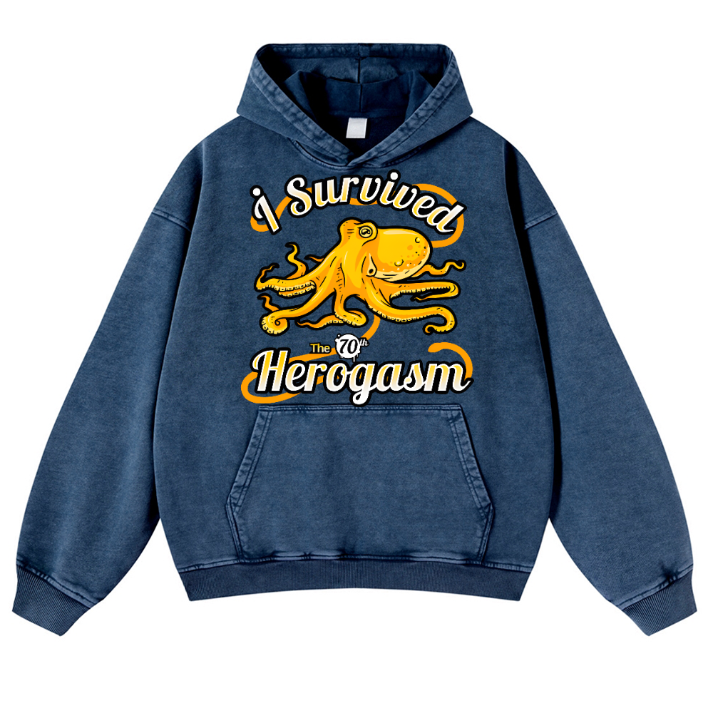 Octopus Vintage Washed Thick Cotton Hoodie