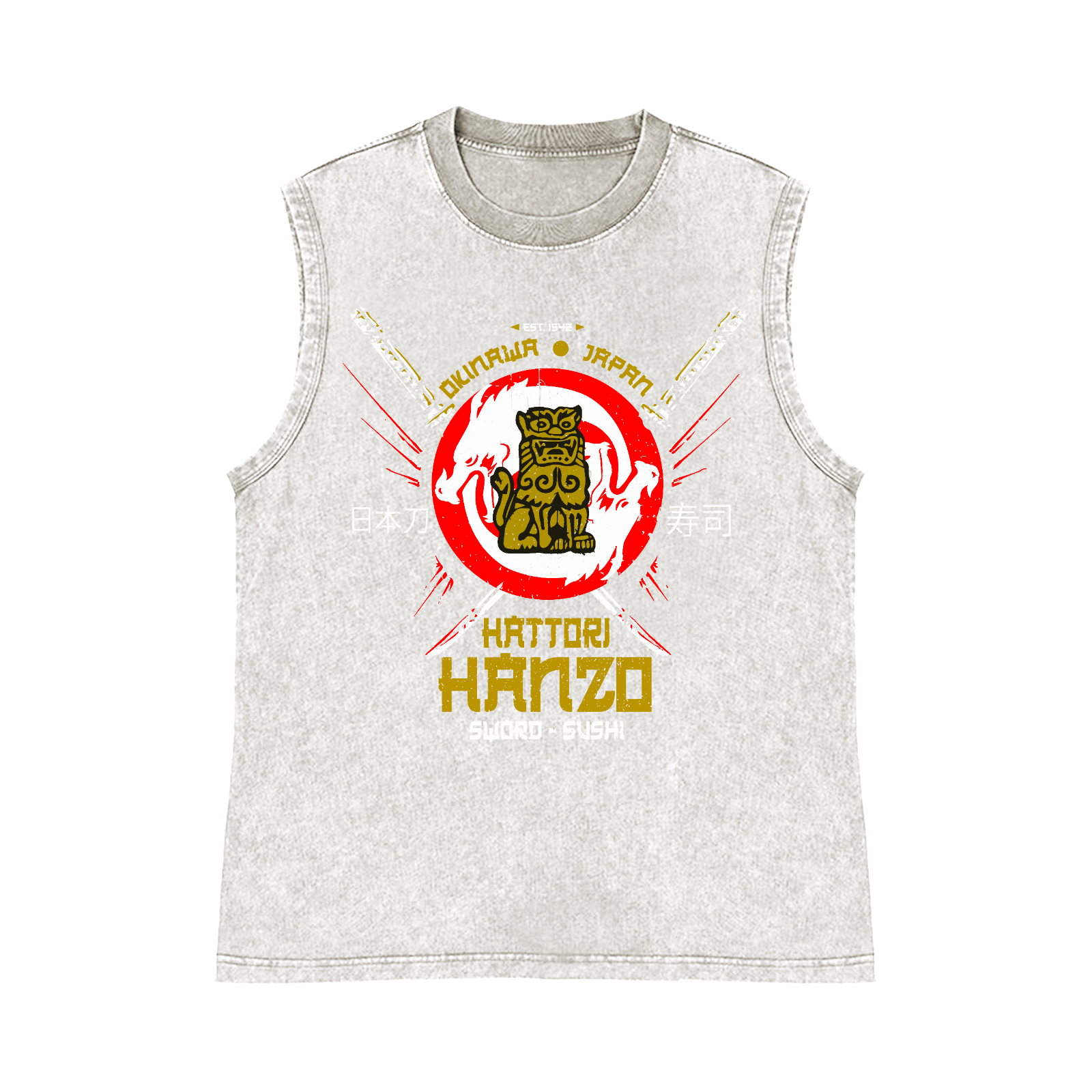 Hattori Hanzo Komainu Pure Cotton Wash-Dyed Sleeveless Tank Top