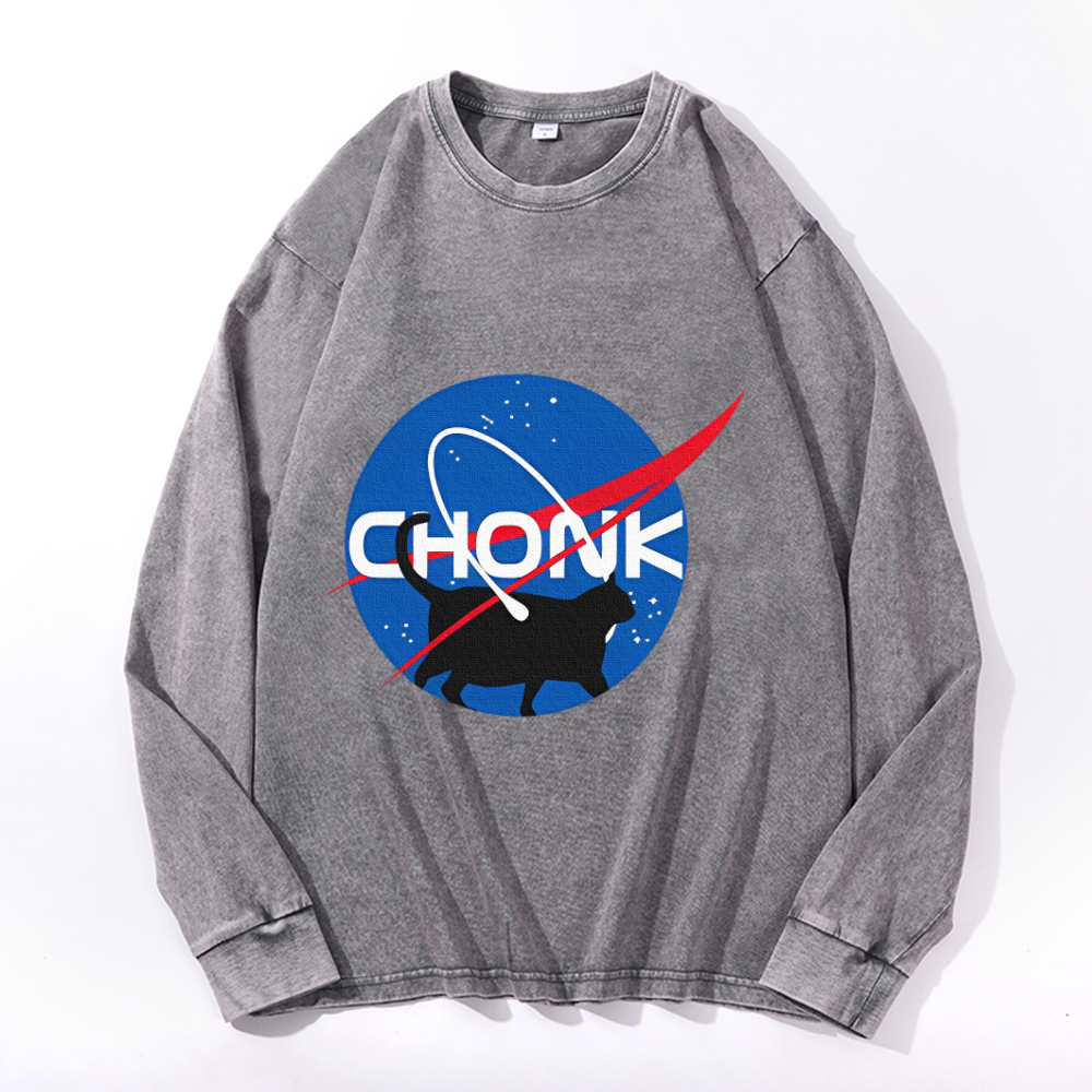 Vintage Cotton Wash Crewneck Long-Sleeve T-Shirt