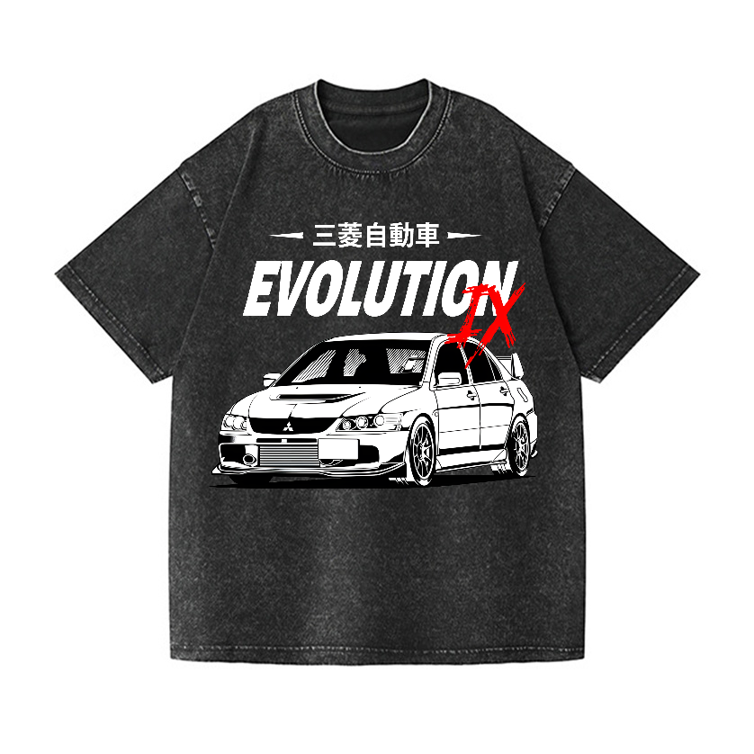 Mitsubishi Car  Evolution Car Vintage Wash Japanese Design T-Shirt