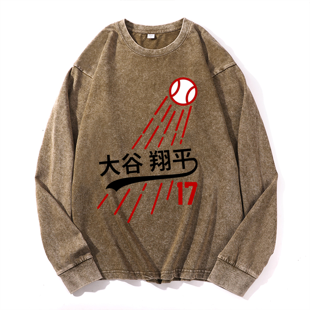 Vintage Cotton Wash Crewneck Long-Sleeve T-Shirt