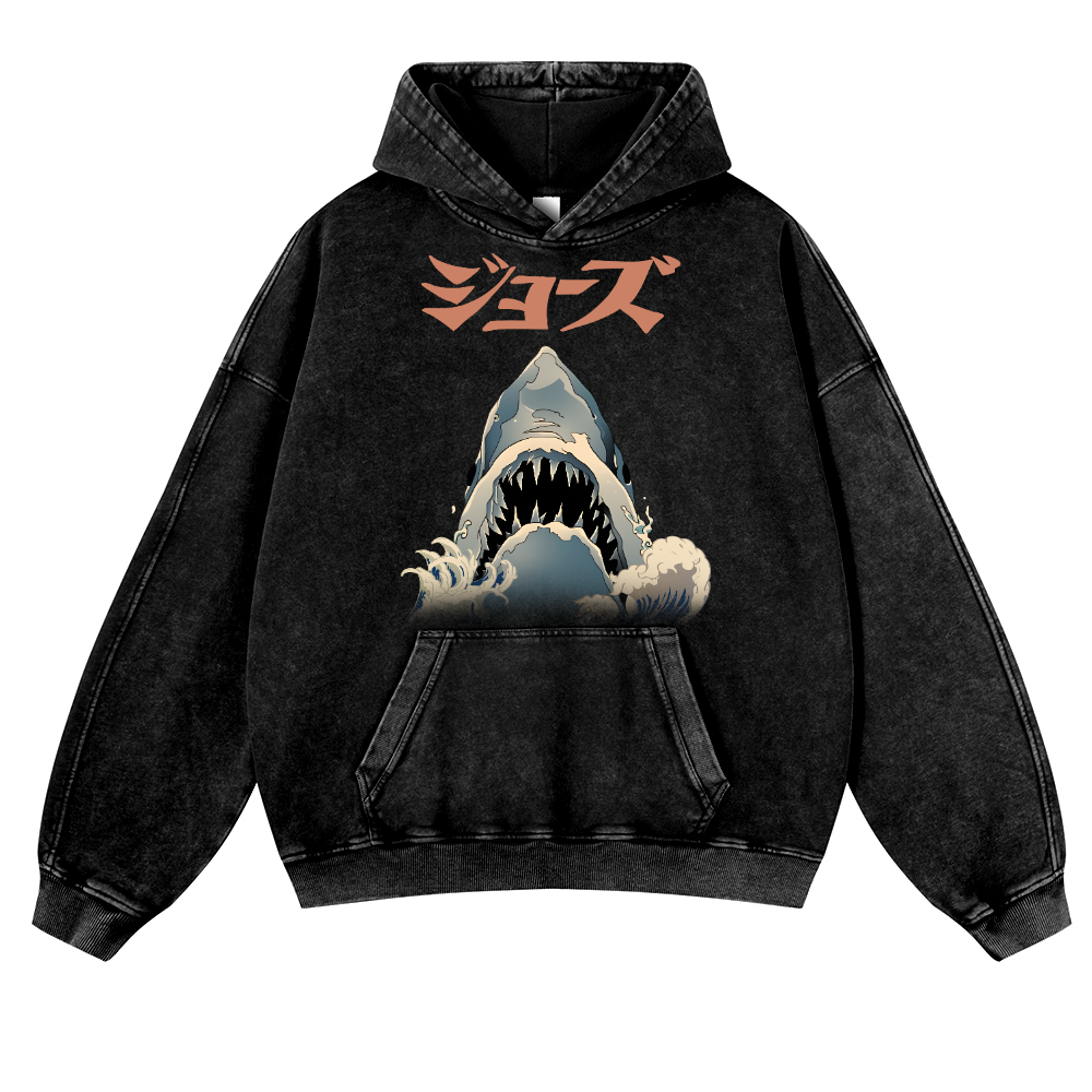 Jaws Vintage Washed Thick Cotton Hoodie