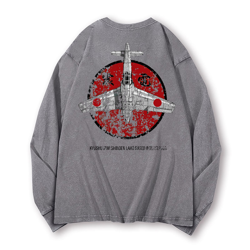 Shinden Fighter Alternate Vintage Washed Cotton Back Art Long-sleeve T-shirt