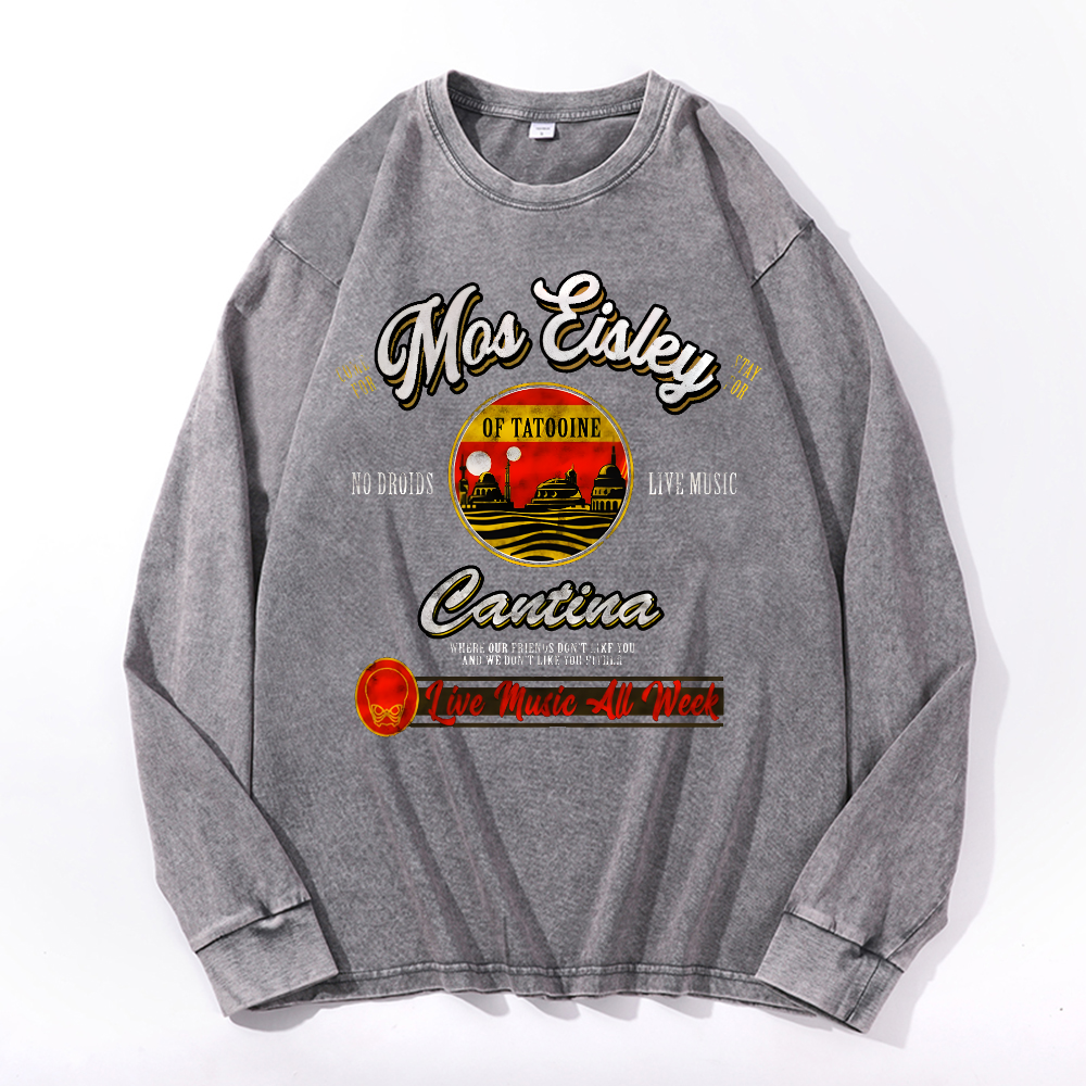 Mos Eisley Cantina Vintage Cotton Wash Crewneck Long-Sleeve T-Shirt
