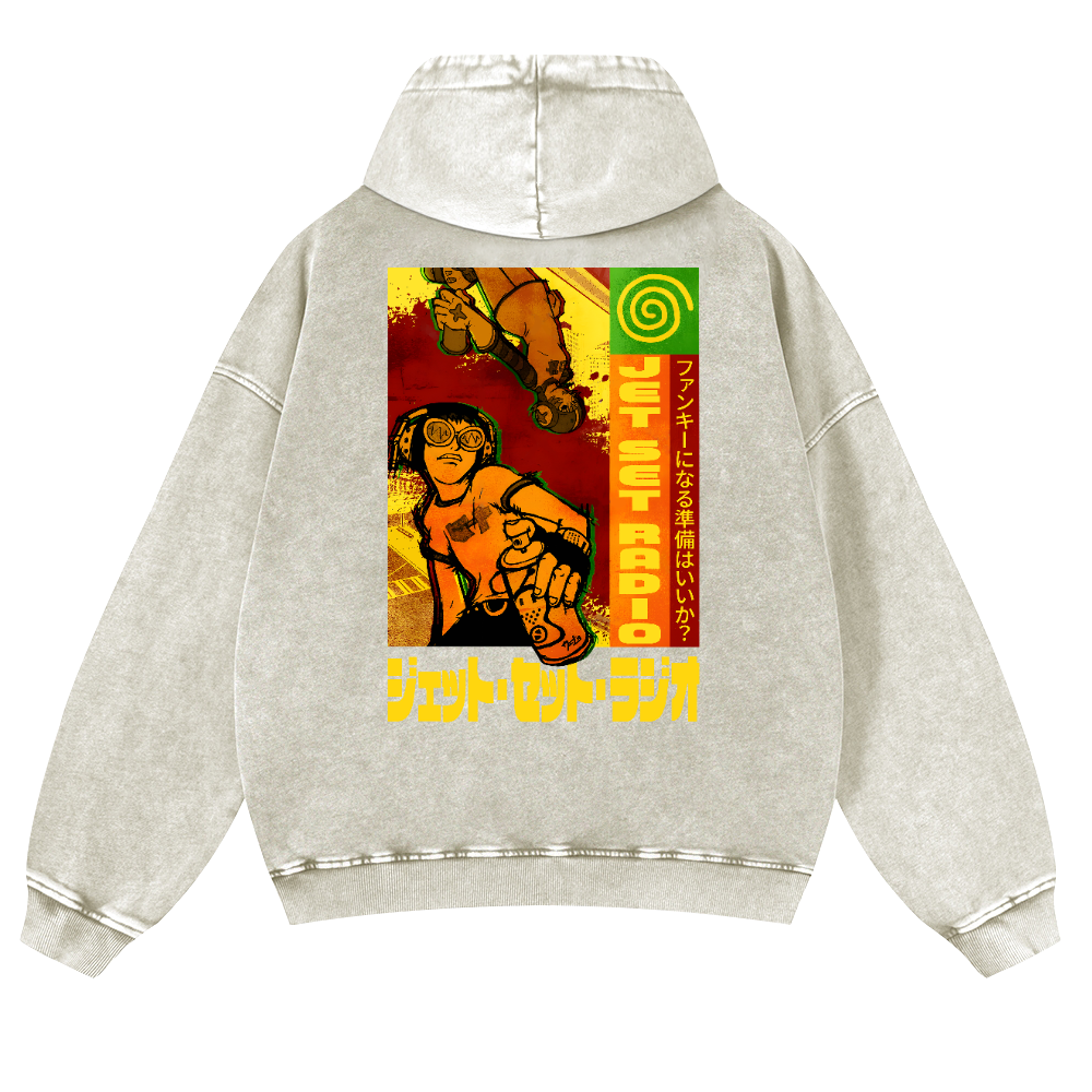 Jet Set Radio Vintage Washed Cotton Back Art Hoodie