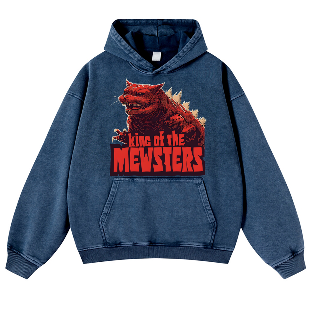 Catzilla Cat Kaiju Vintage Washed Thick Cotton Hoodie