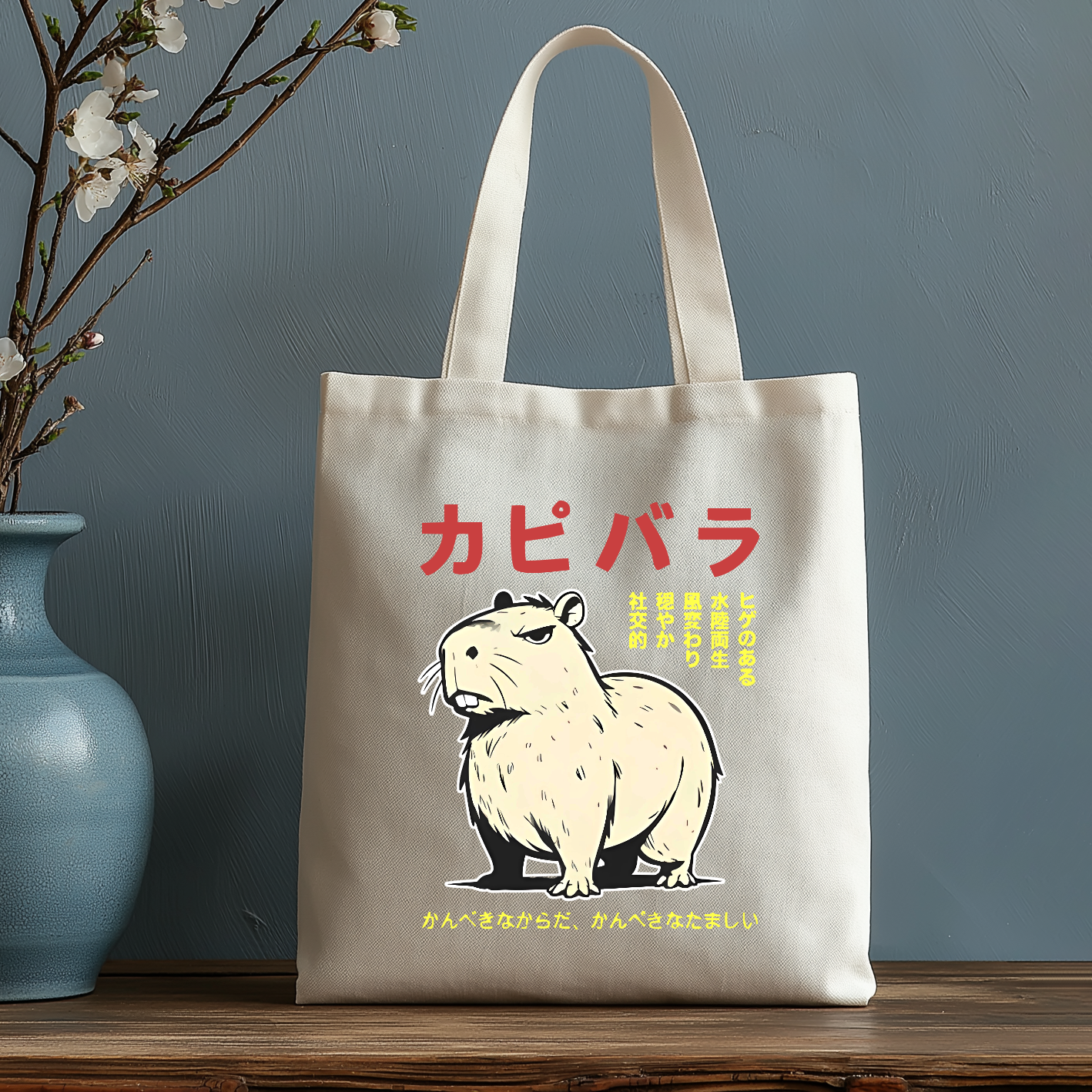 Capybara Japanese Style Canvas Tote Bag