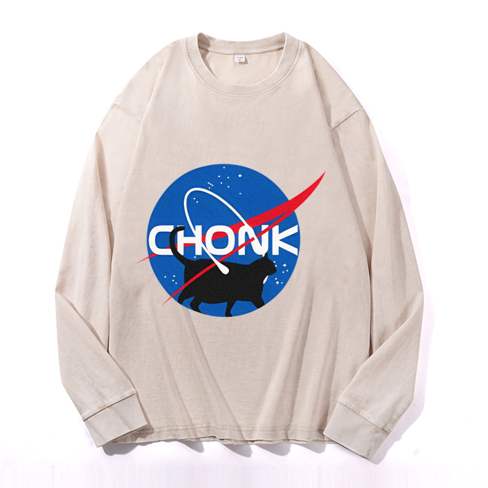 Vintage Cotton Wash Crewneck Long-Sleeve T-Shirt