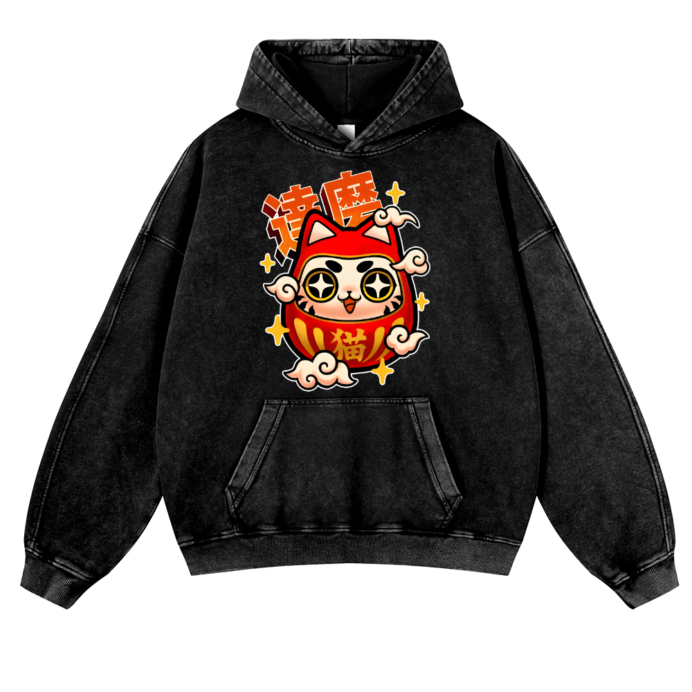 Daruma Vintage Washed Thick Cotton Hoodie