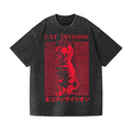Cat Division Vintage Wash Japanese Design T-Shirt