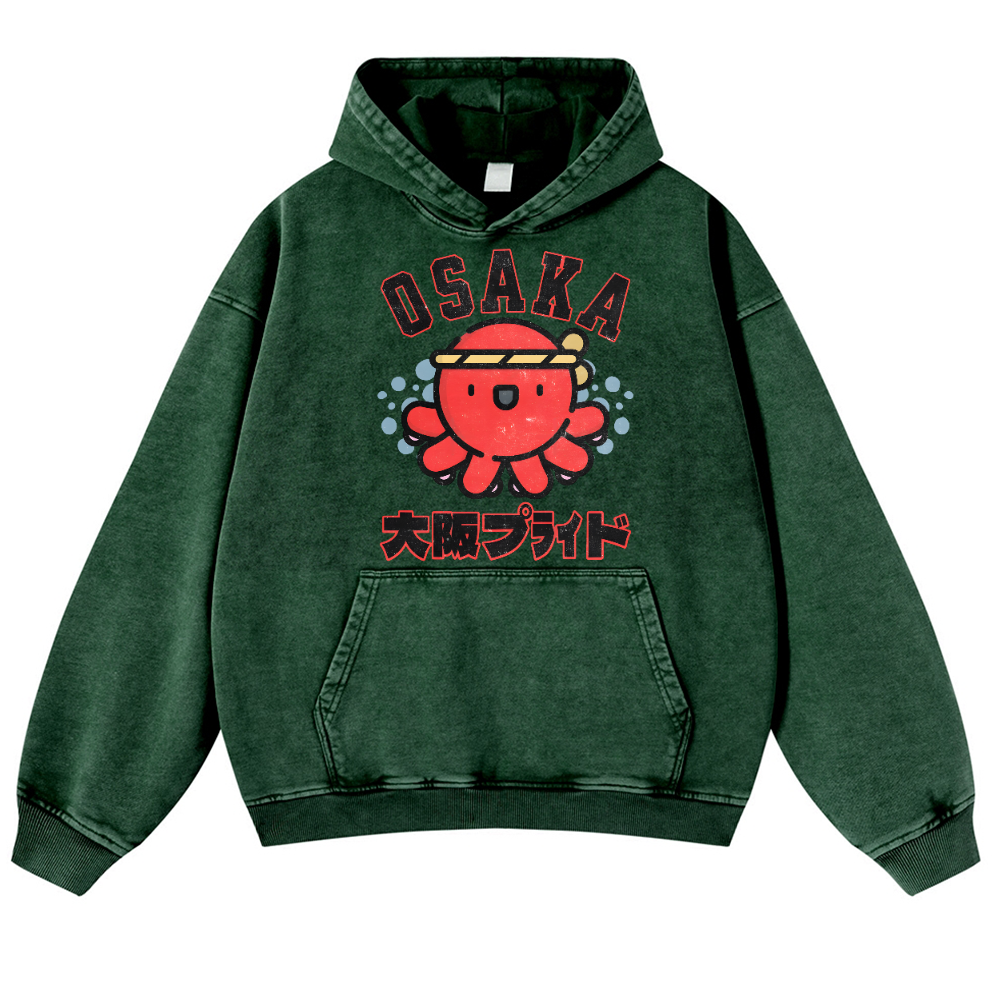 Osaka Octopus Vintage Washed Thick Cotton Hoodie