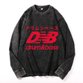Drum and Bass Vintage Cotton Wash Crewneck Long-Sleeve T-Shirt
