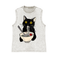 Ramen Cat Pure Cotton Wash-Dyed Sleeveless Tank Top