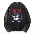 Los Angeles Dodgers Kaiju Tokyo Tiger Baseball Vintage Cotton Wash Crewneck Sweatshirt