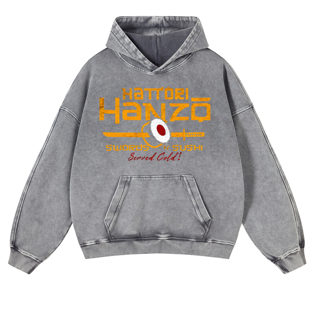 Hattori Hanzo Sushi Vintage Washed Thick Cotton Hoodie