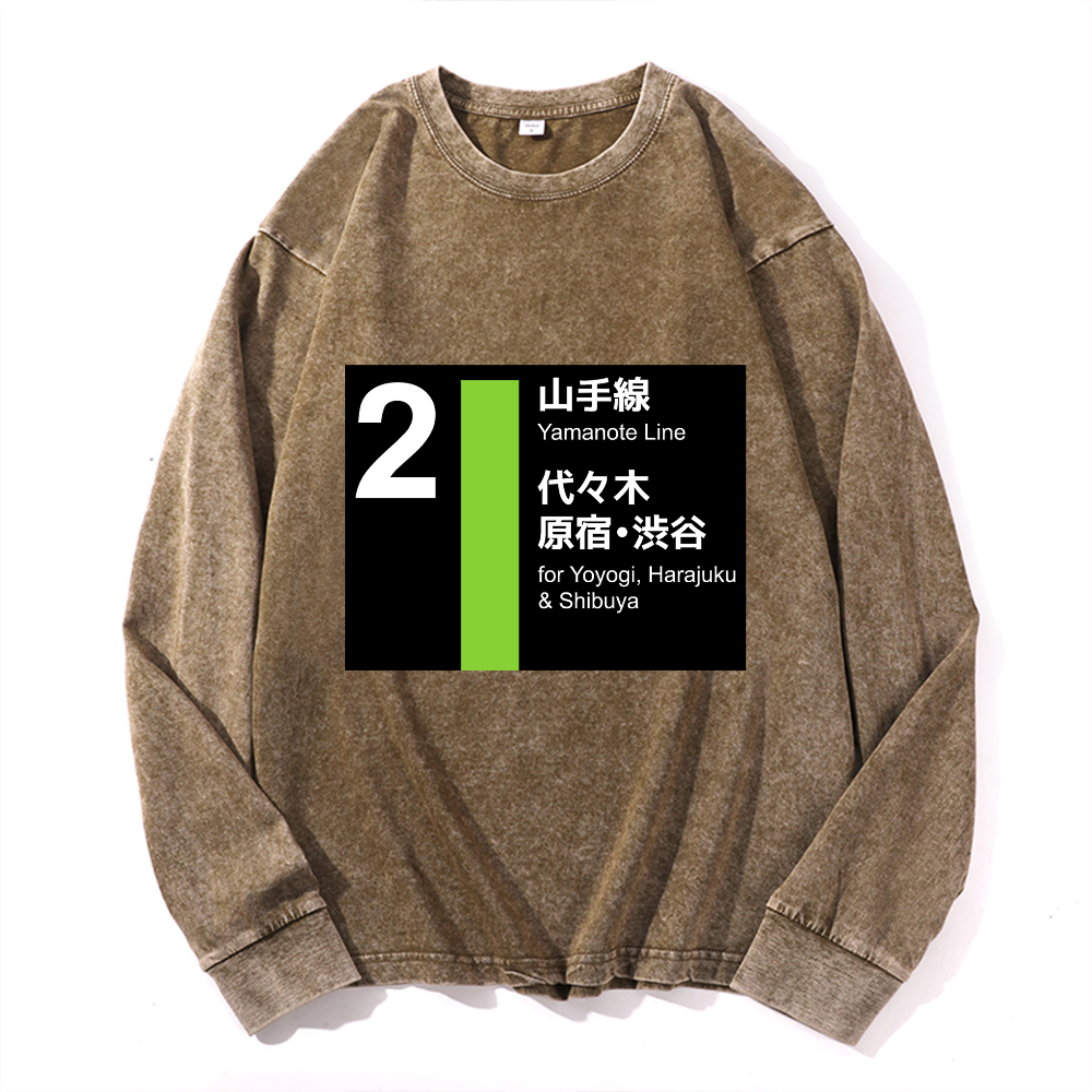 Vintage Cotton Wash Crewneck Long-Sleeve T-Shirt