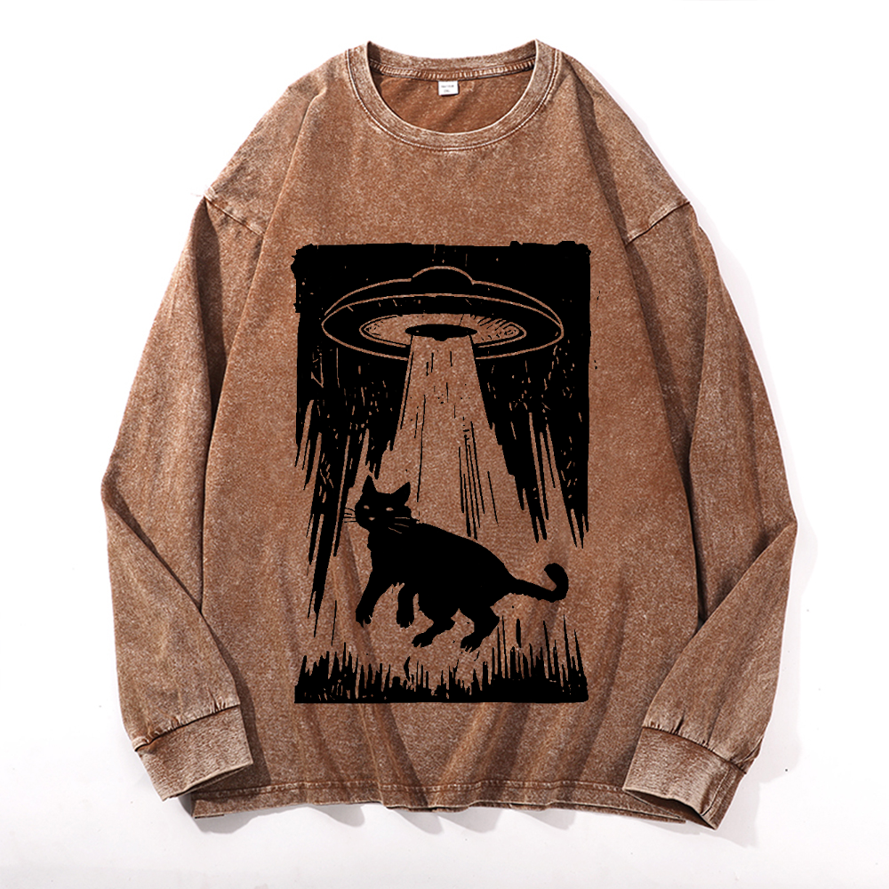 Vintage Cotton Wash Crewneck Long-Sleeve T-Shirt