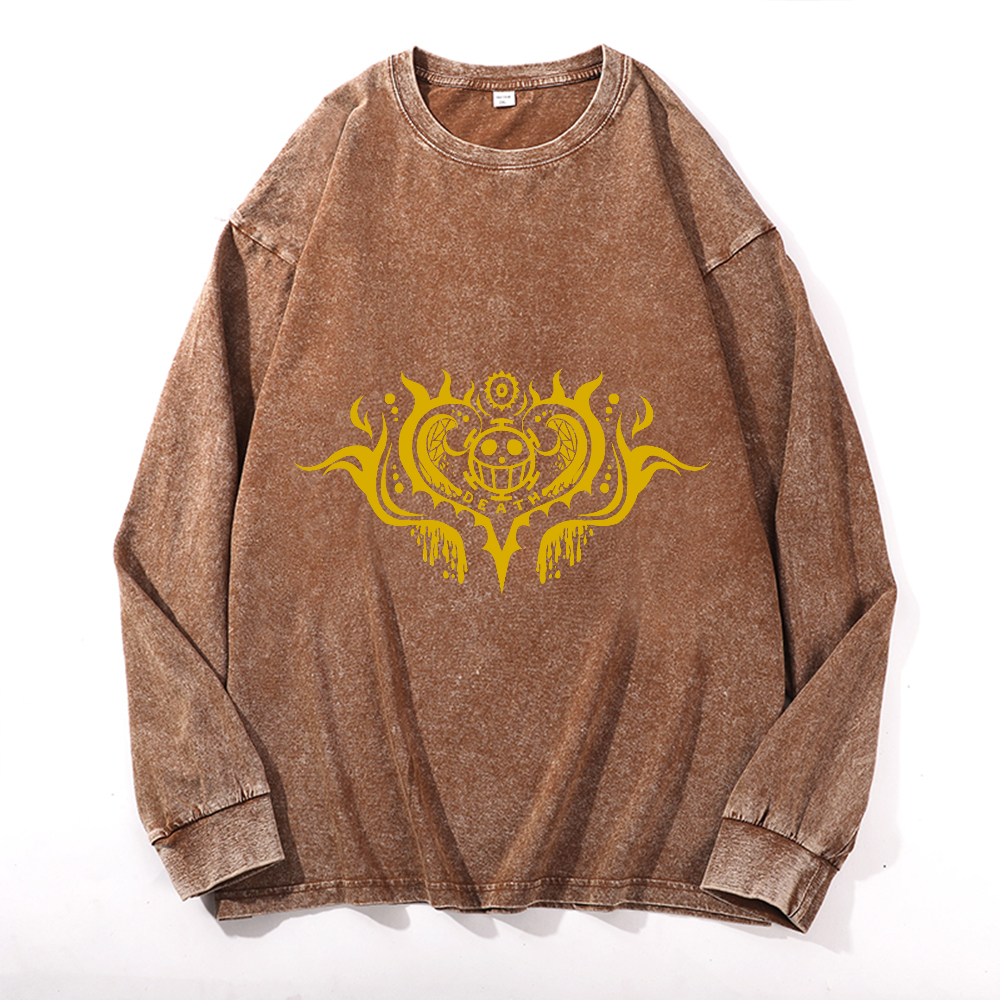 Vintage Cotton Wash Crewneck Long-Sleeve T-Shirt