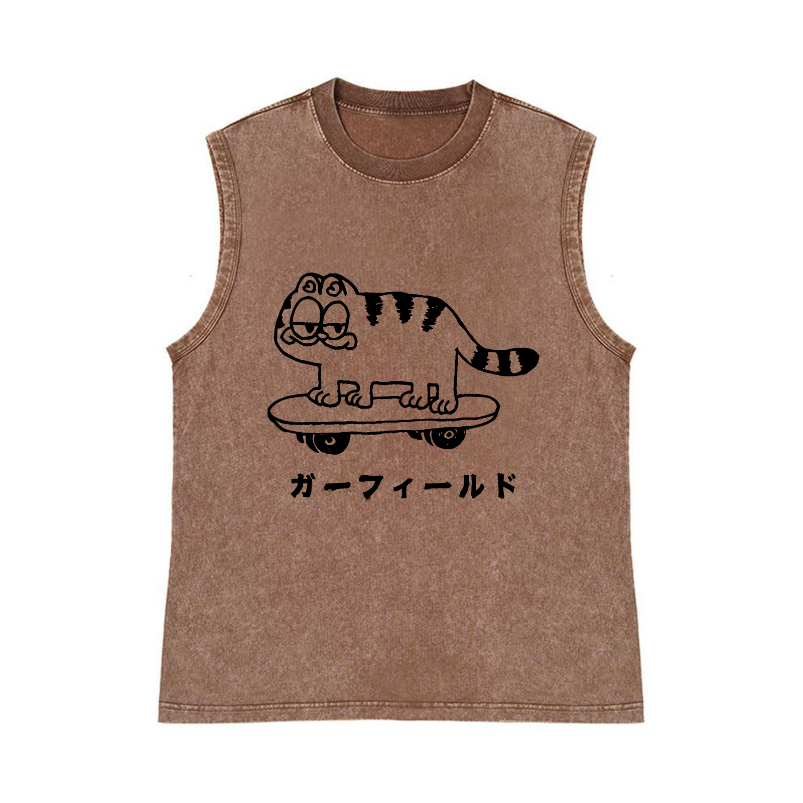 Garfield Cat Pure Cotton Wash-Dyed Sleeveless Tank Top