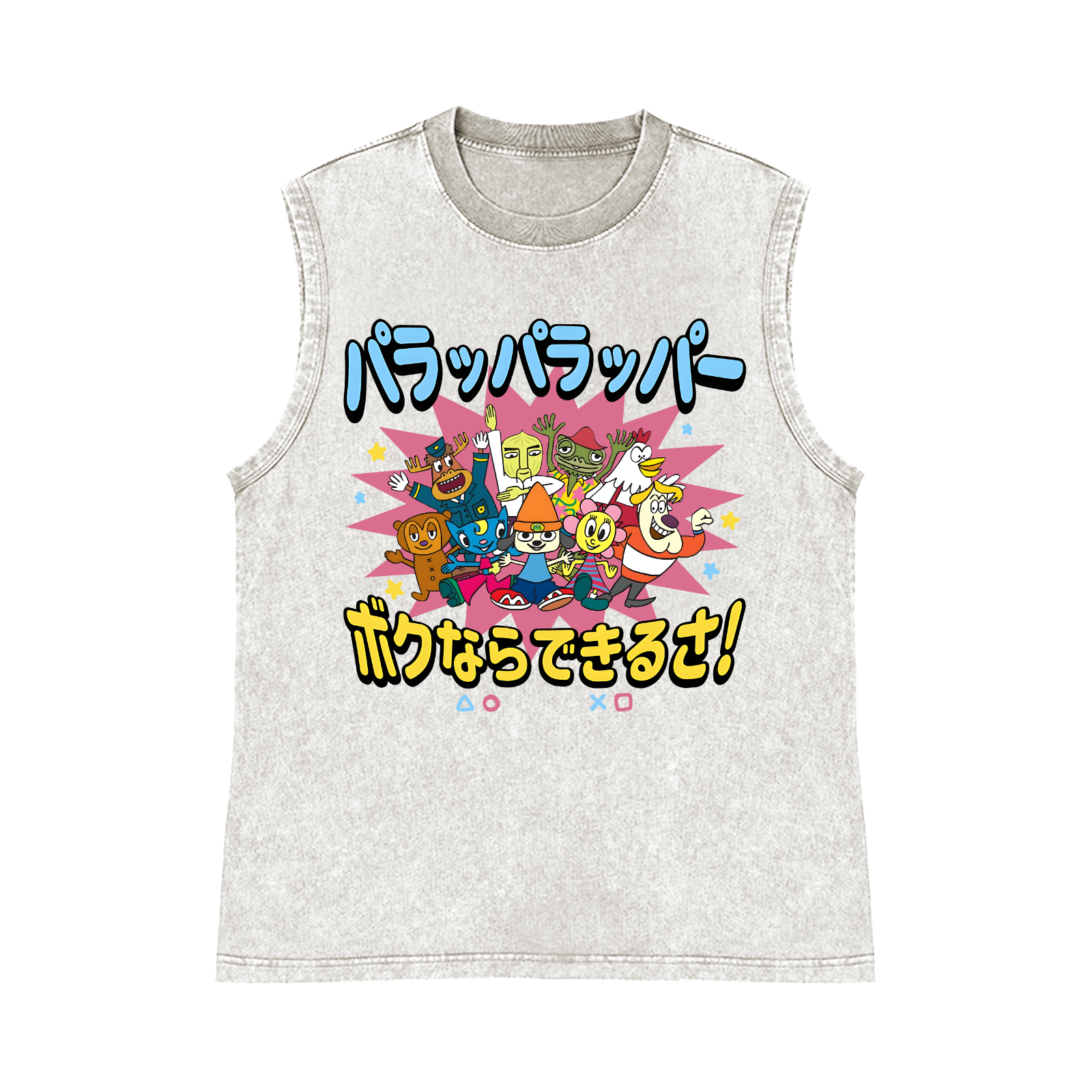 PaRappa the Rapper Pure Cotton Wash-Dyed Sleeveless Tank Top