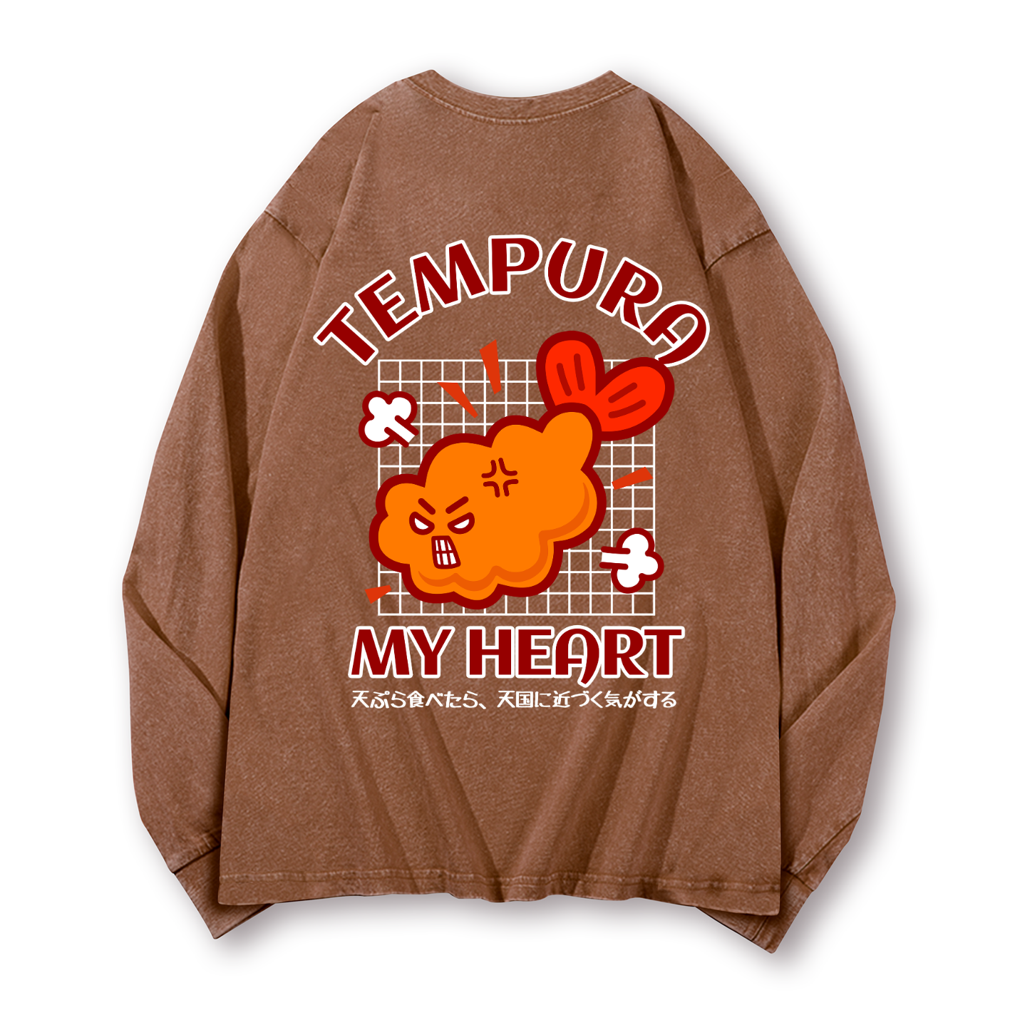Tempura Vintage Washed Cotton Back Art Long-sleeve T-shirt