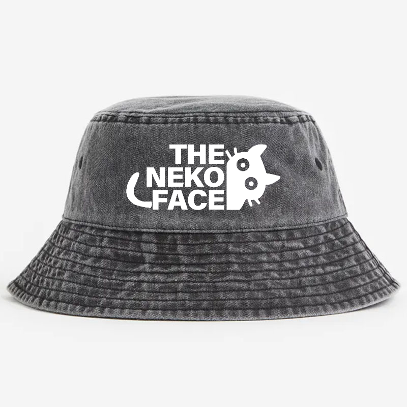 The Neko Face Vintage 100% Cotton Bucket Hat