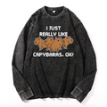 Capybara Vintage Cotton Wash Crewneck Long-Sleeve T-Shirt