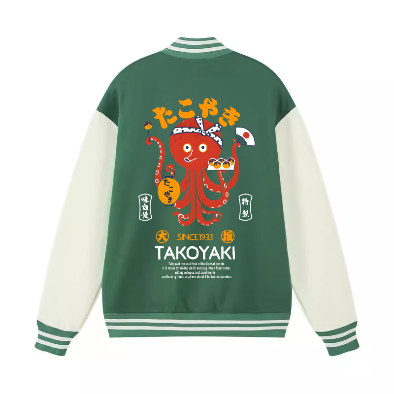 Takoyaki Octopus Vintage Cotton Varsity Jacket