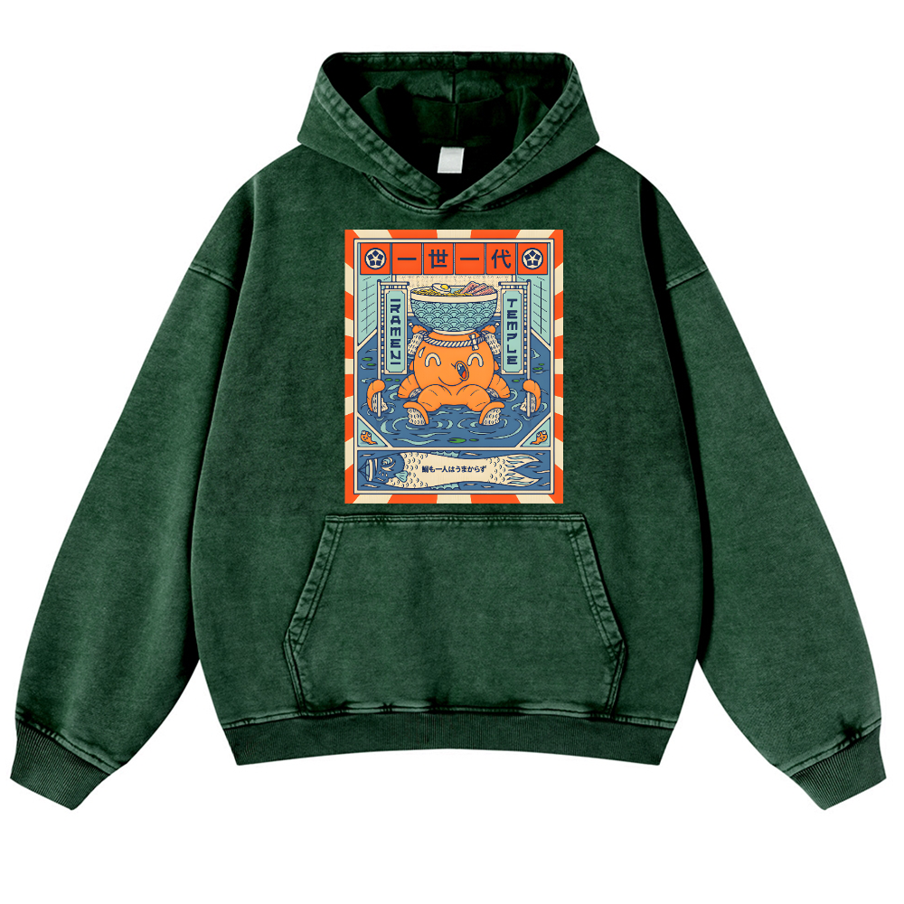 Octopus Vintage Washed Thick Cotton Hoodie