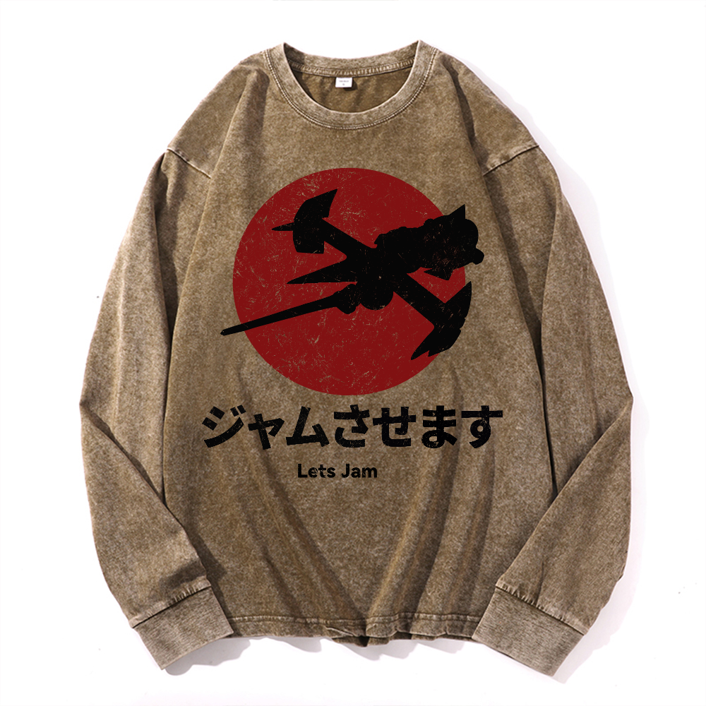 Cowboy Bebop Vintage Cotton Wash Crewneck Long-Sleeve T-Shirt