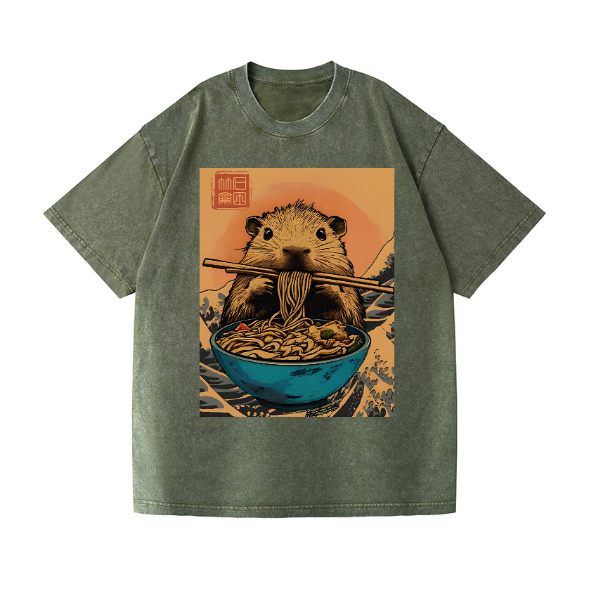 Guinea Pig Ramen Vintage Wash Japanese Design T-Shirt