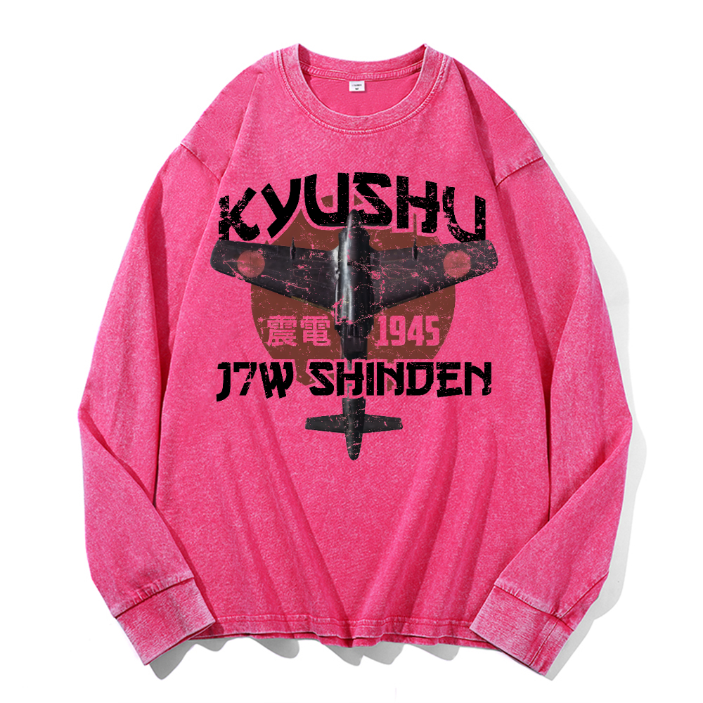 Kyushu J7W Shinden Fighter Vintage Cotton Wash Long-sleeve T-shirt