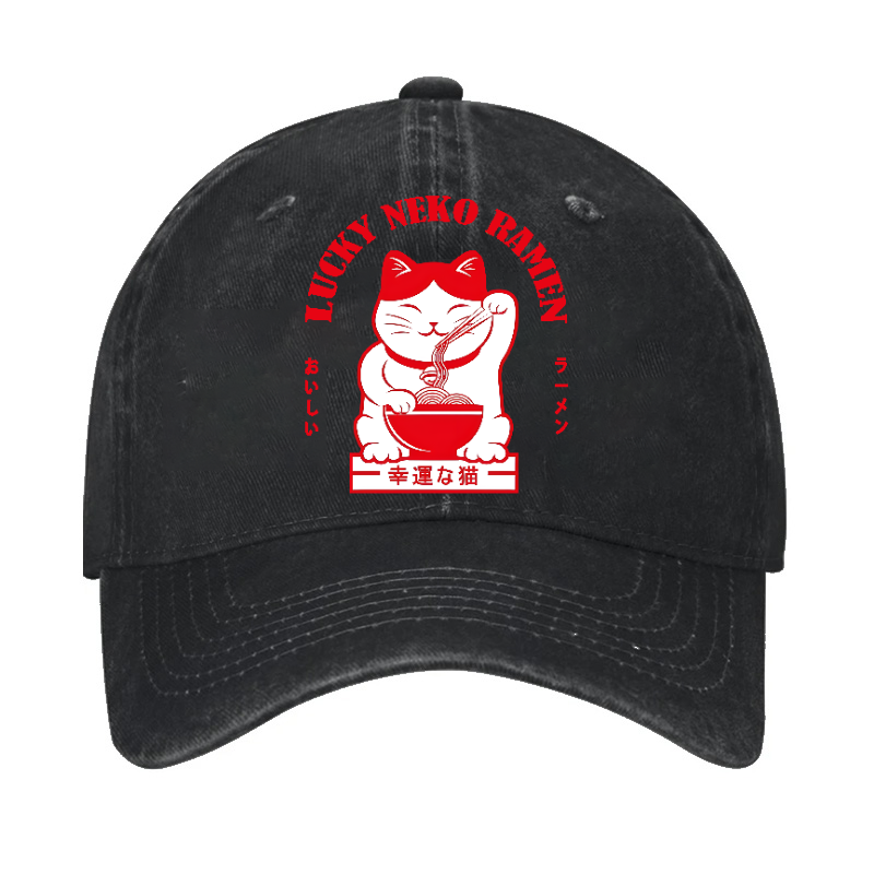 Lucky Cat Vintage Cotton Cap
