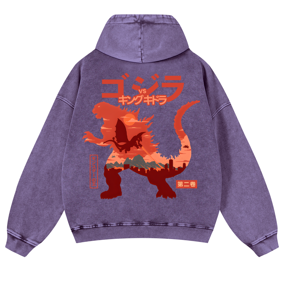 Kaiju Vintage Washed Cotton Back Art Hoodie