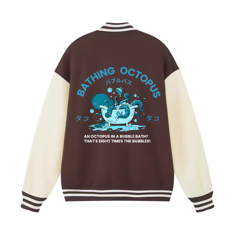 Bubble Bath Octopus Vintage Cotton Varsity Jacket