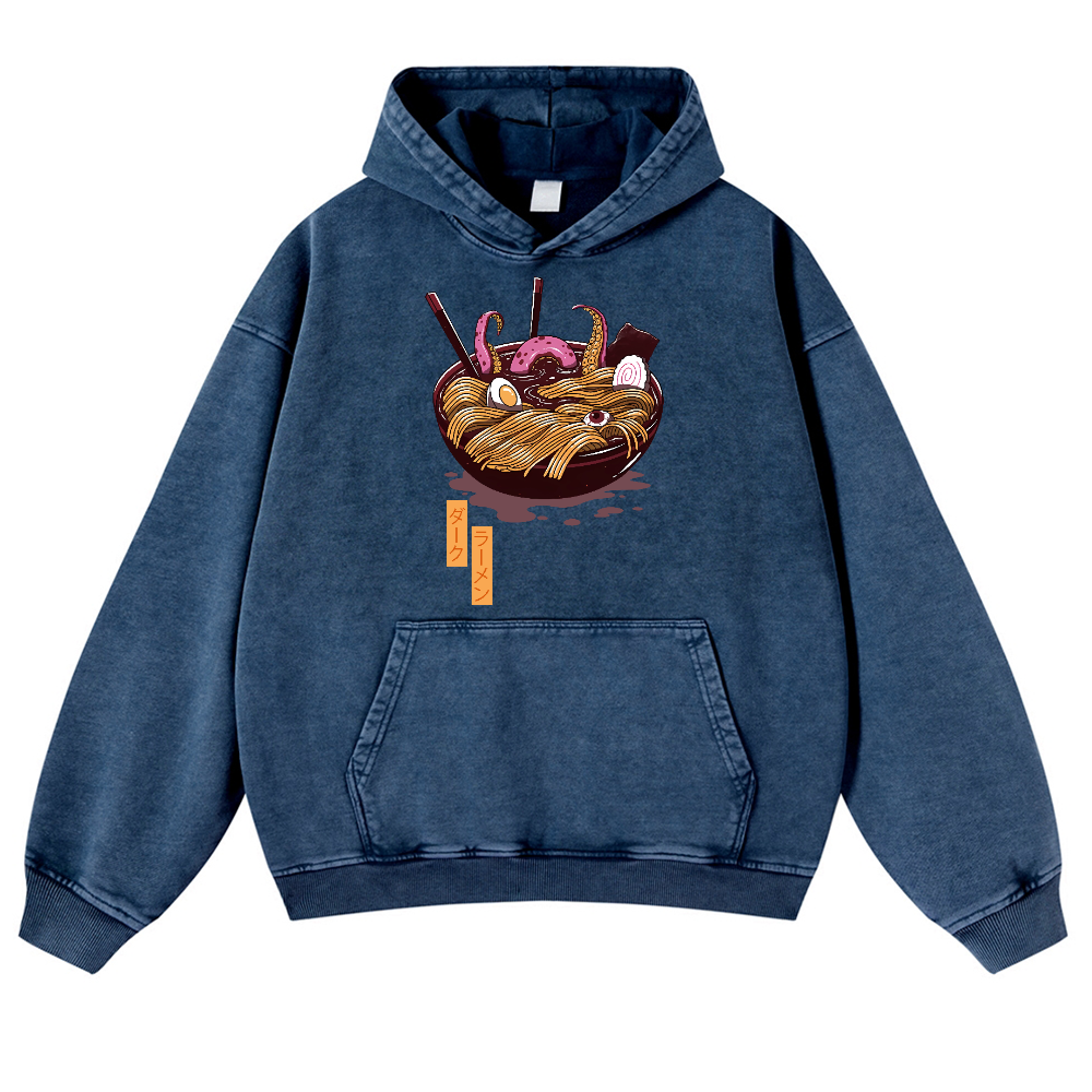 Dark Ramen Vintage Washed Thick Cotton Hoodie