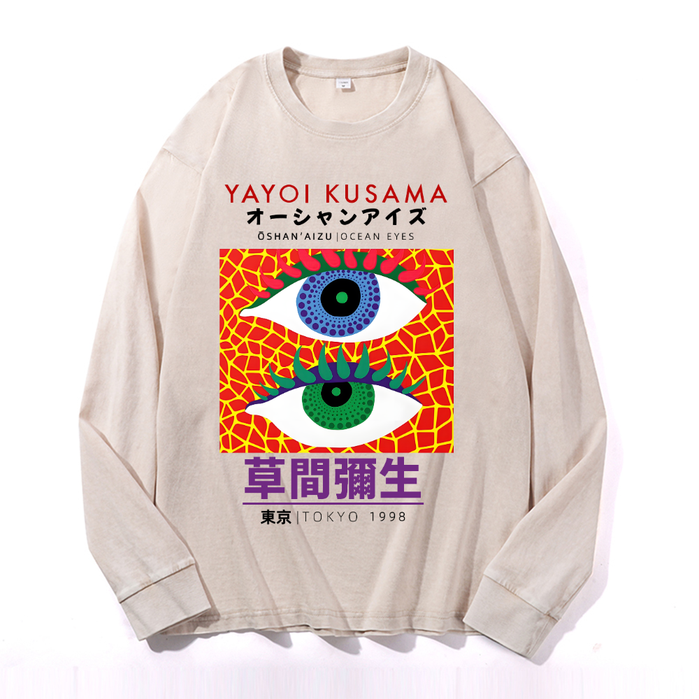 Yayoi Kusama Vintage Cotton Wash Crewneck Long-Sleeve T-Shirt