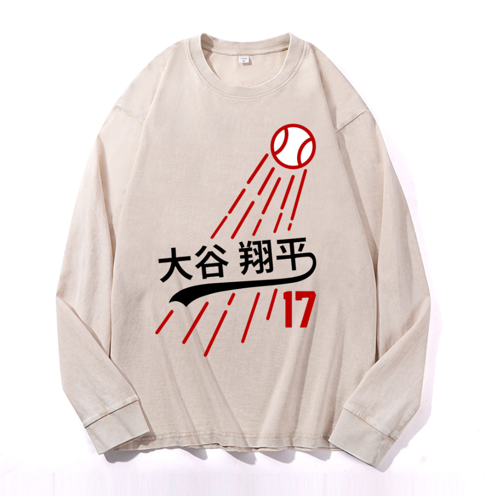 Vintage Cotton Wash Crewneck Long-Sleeve T-Shirt