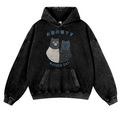 Masked Cat Vintage Washed Thick Cotton Hoodie