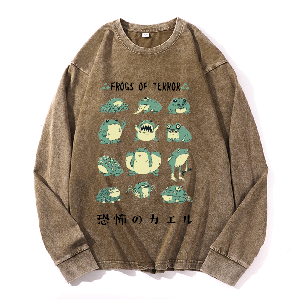 Vintage Cotton Wash Crewneck Long-Sleeve T-Shirt