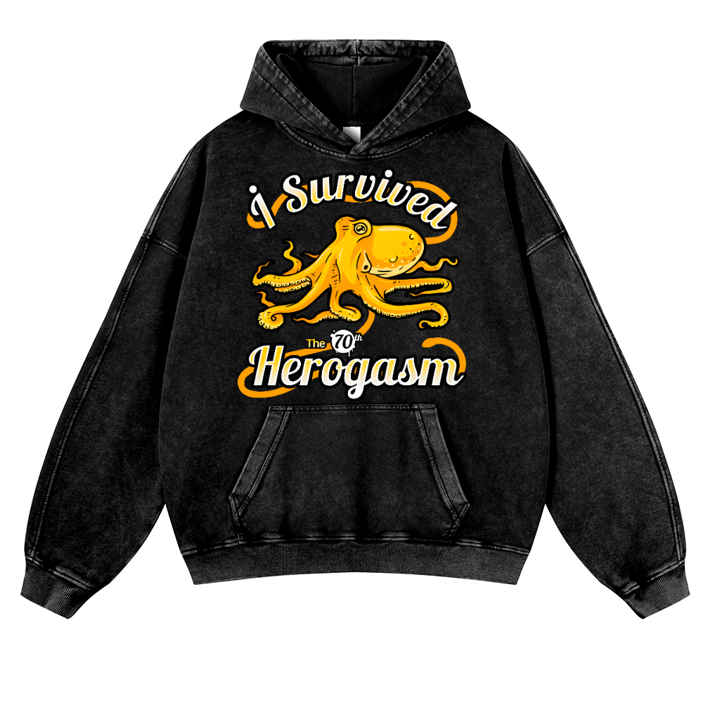 Octopus Vintage Washed Thick Cotton Hoodie