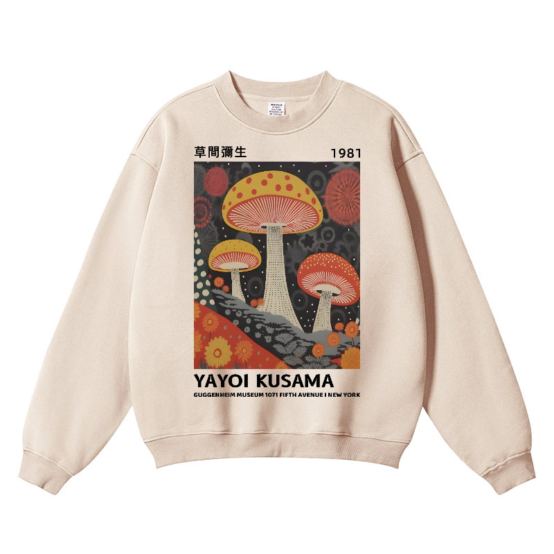 Yayoi Kusama Mushroom Vintage Cotton Blend Crewneck Sweatshirt