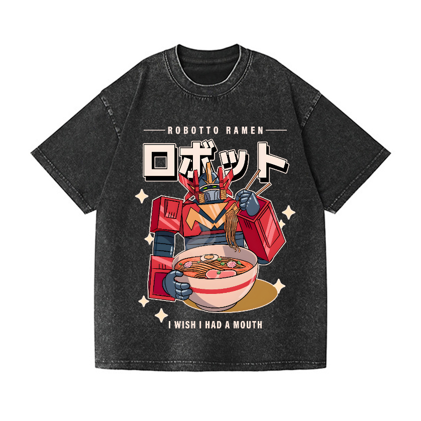 Robotto Ramen Vintage Wash Japanese Design T-Shirt