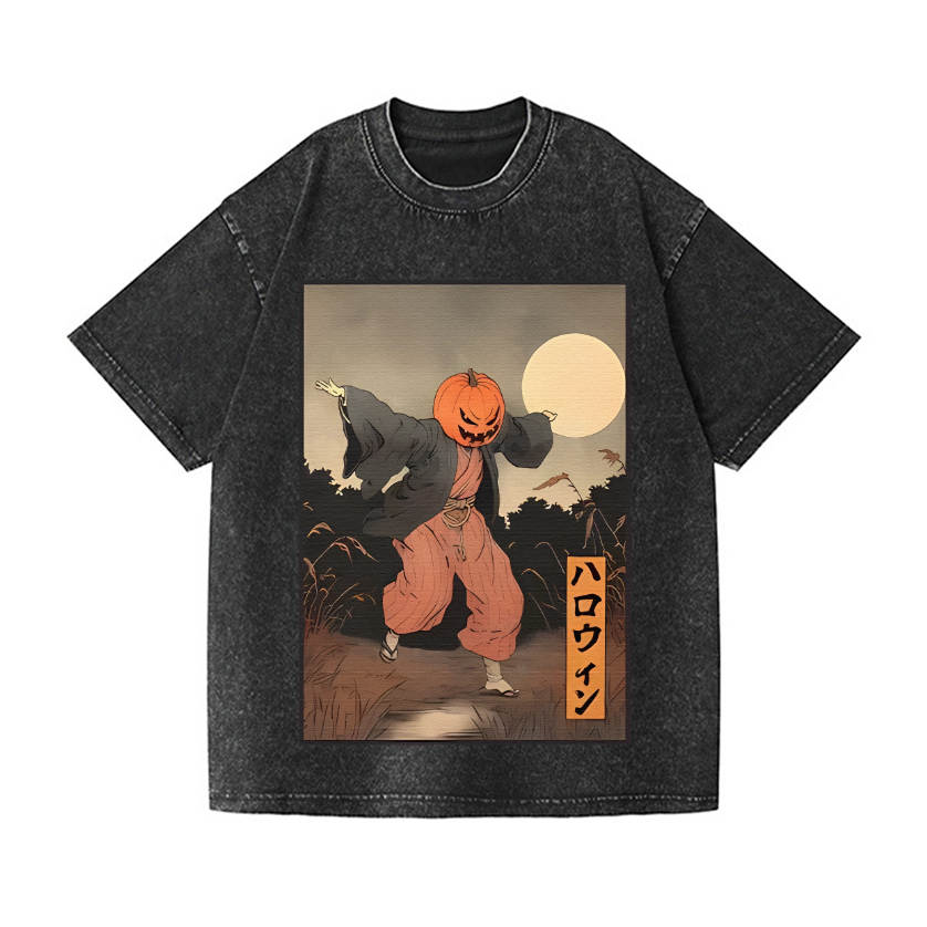 Kimono Pumpkin Person Vintage Wash Japanese Design T-Shirt