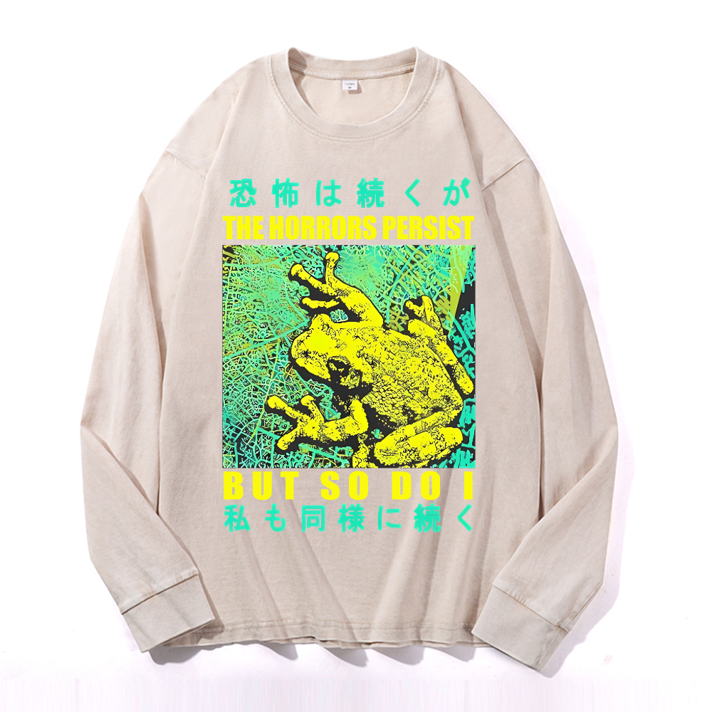 Vintage Cotton Wash Crewneck Long-Sleeve T-Shirt
