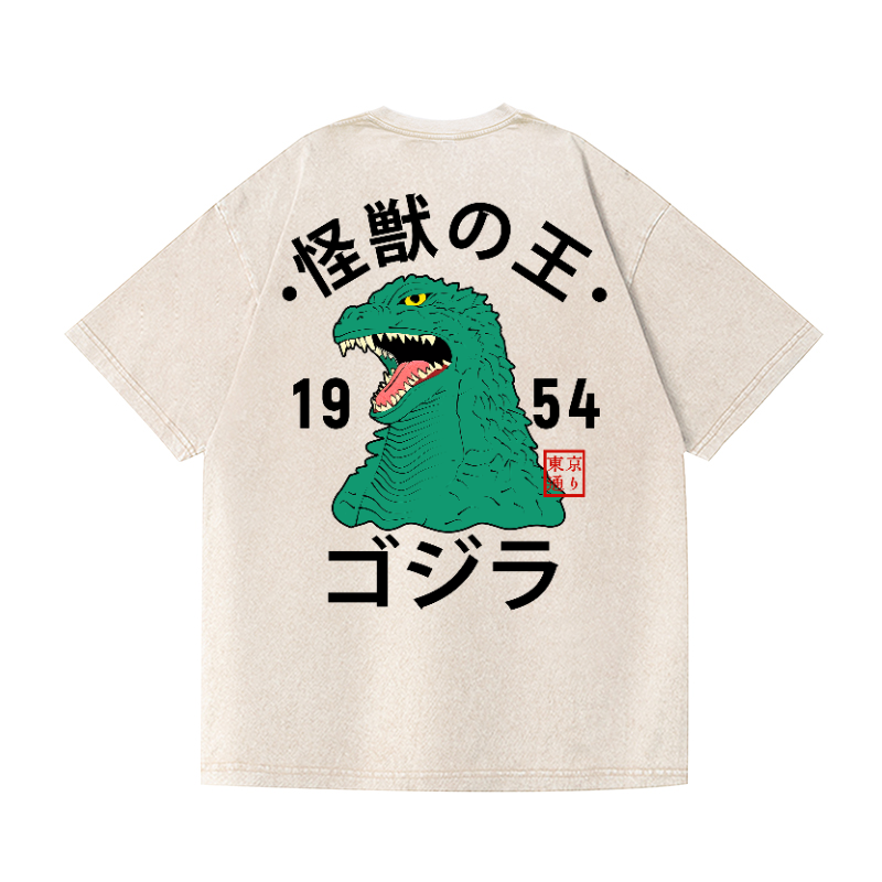 Kaiju Vintage Wash Japanese Design Back Art T-Shirt