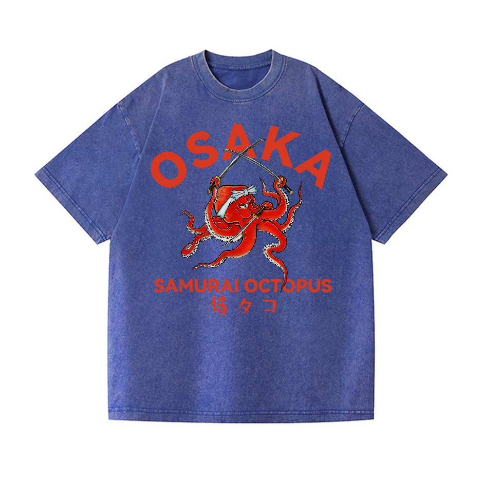 Samurai Octopus Vintage Wash Japanese Design T-Shirt