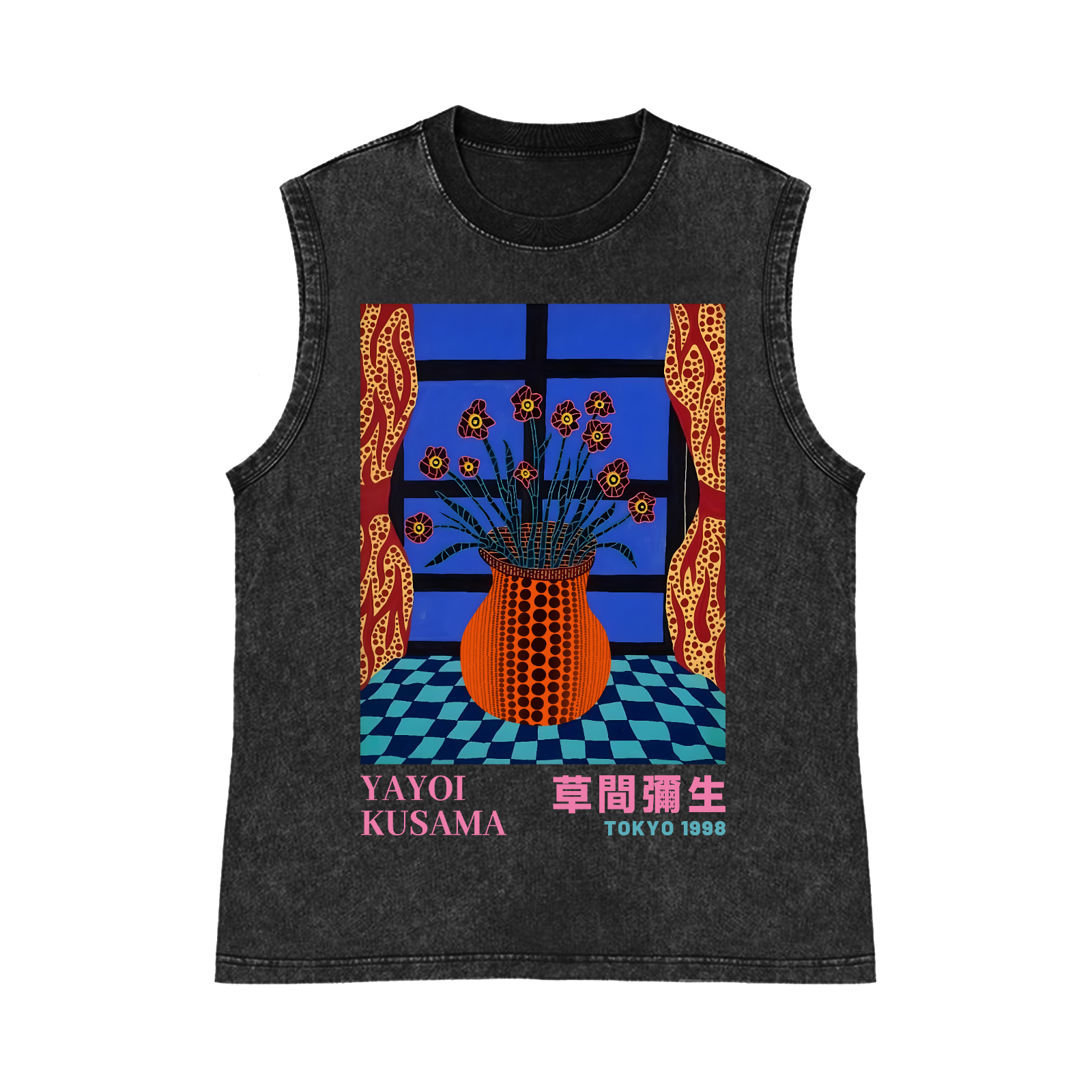 Yayoi Kusama Pure Cotton Wash-Dyed Sleeveless Tank Top